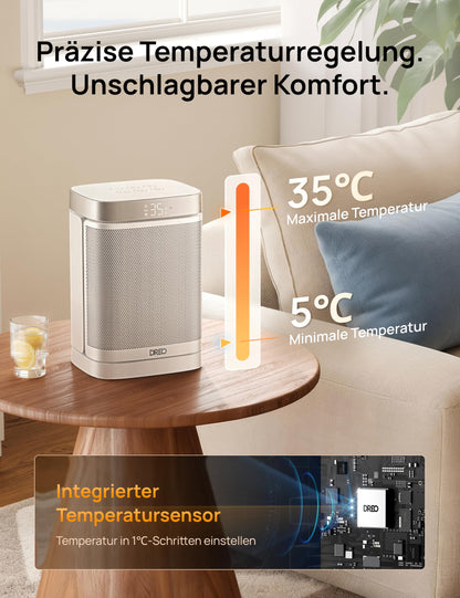 Dreo Heizlüfter DR-HSH004, 1500 W PTC-Keramik mit Thermostat, weiss