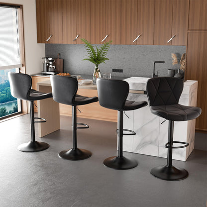 Hawthyhome Barhocker 2er Set Höhenverstellbar mit Rückenlehne – Schwarz