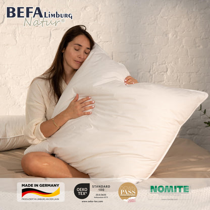 BEFA NATUR Daunenkissen 3-Kammer 80x80 cm - 90% Daunen