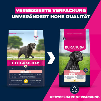 Eukanuba Senior Trockenfutter mit Huhn für grosse Rassen, 15 kg