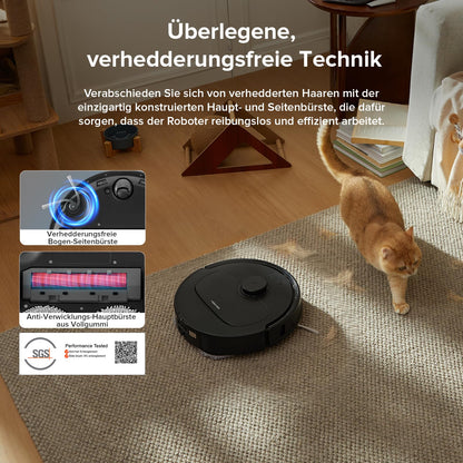 roborock QV 35A Saugroboter mit Wischfunktion, 8000 Pa, Schwarz