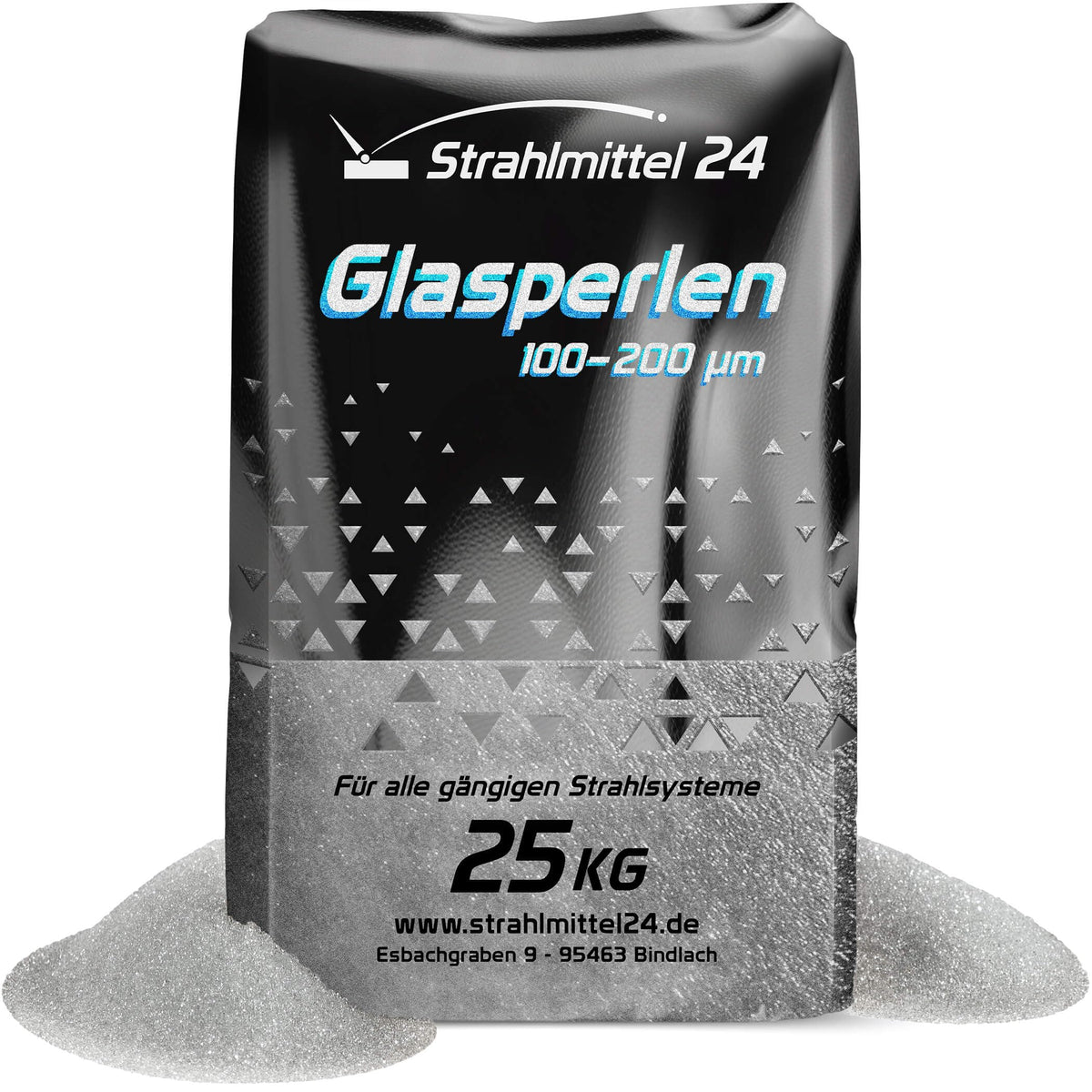 Samore Glasperlen Strahlmittel 25 kg, Körnung 100–200 µm, feines Strahlgut aus Glas