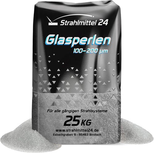 Samore Glasperlen Strahlmittel 25 kg, Körnung 100–200 µm, feines Strahlgut aus Glas