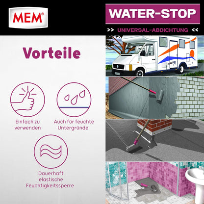 MEM Water Stop Universalabdichtung Feuchtigkeitssperre 6 kg Grau