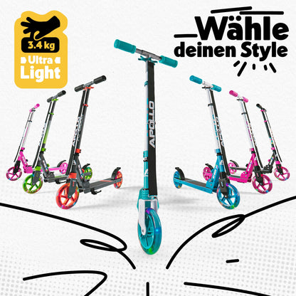 Apollo Skyracer City Roller – LED Leuchträder, Federung, klappbar
