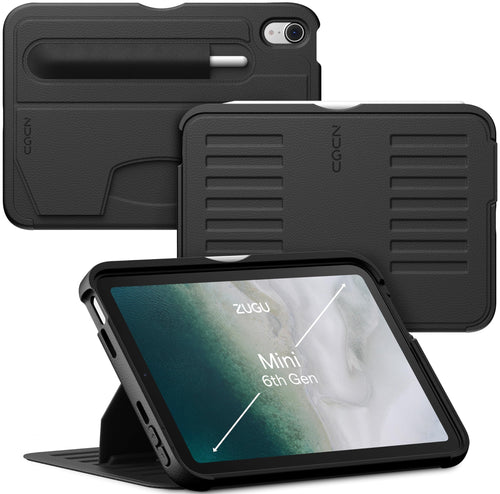 ZUGU CASE iPad mini 7/6 Schutzhülle Ultradünn Magnetisch - Schwarz. Schwarze, ultradünne Hülle für magnetischen Schutz.