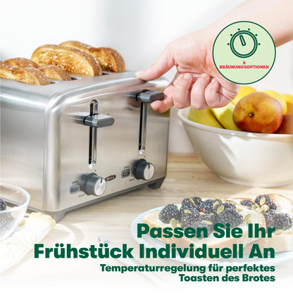 BELLA 4-Scheiben-Toaster, extra breite Schlitze, 6 Bräunungsstufen