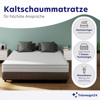 Träumegut24 AquaFlex 7-Zonen Kaltschaummatratze - 180x200 cm H2&H3