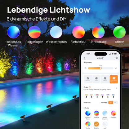 Linkind SL5 Smart Solar Gartenstrahler 4er Set mit Bewegungsmelder