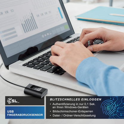 CSL USB Fingerabdrucksensor – Fingerprint Key für Windows Hello