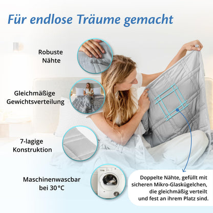 Ella Gewichtsdecke 150x200 cm 7 kg Therapiedecke aus Baumwolle Grau