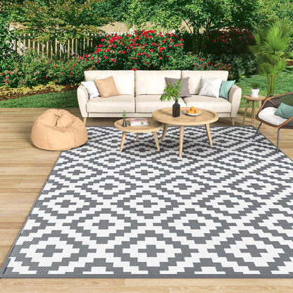 MOKANI Outdoor Teppich wetterfest, UV-beständig, 180 x 270 cm – wendbar, geometrisches Design