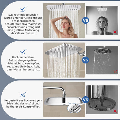 HardiValue Regendusche Duschkopf Edelstahl mit Anti-Kalk-Düsen, Chrom