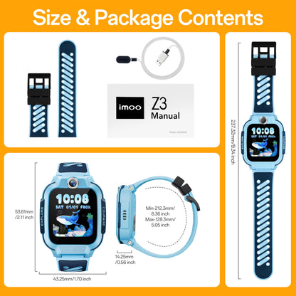 imoo Z3 Kinder-Smartwatch mit GPS, 4G und SOS-Funktion, blau
