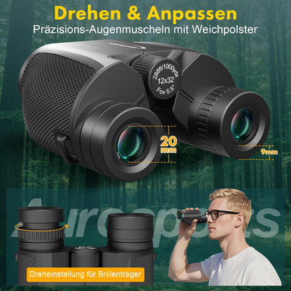 Aurosports 12x32 Fernglas Kompakt für Erwachsene und Kinder