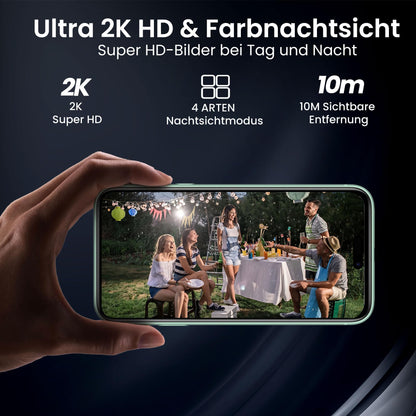 Funstorm CB54 2K Überwachungskamera aussen mit Akku, WLAN, 2er-Set
