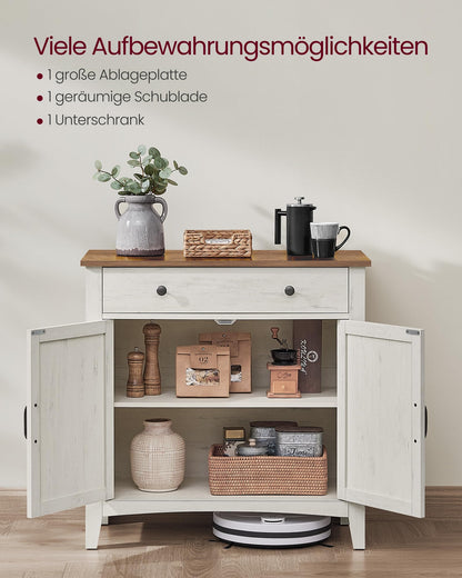 VASAGLE Küchenschrank BBK341W01 Sideboard – vintageweiss-honigbraun