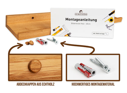 Heimatspäne Bilderleiste Wandregal Eiche Massiv 2er-Set 60cm