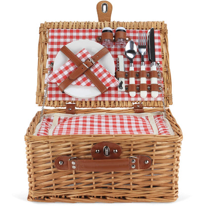 ZORMY Picknickkorb für 2 Personen mit Besteck, Rotes Karo