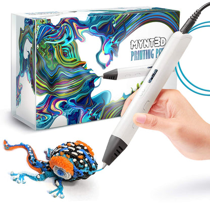 MYNT3D Fachmann 3D Druckstift OLED Anzeige – Weiss. Weißer Stift mit OLED-Anzeige, der Filament freihand zu 3D-Objekten extrudiert.