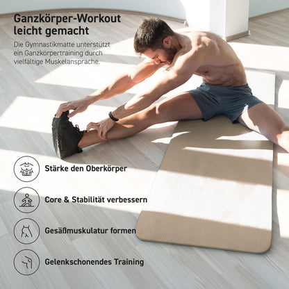 MSPORTS Gymnastikmatte Premium 190 x 100 cm NBR Beige-Caramel