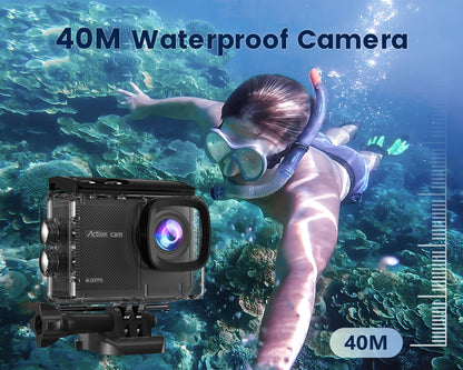 Camlance Action Cam 4K 60FPS wasserdicht mit 64 GB Karte und Zubehör