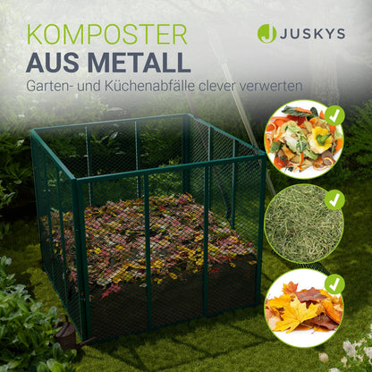 Juskys Metallkomposter 800 L aus verzinktem Stahl, dunkelgrün