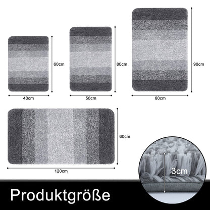 Homaxy Badteppich 60x120 cm, rutschfeste Mikrofaser-Badematte, Grau