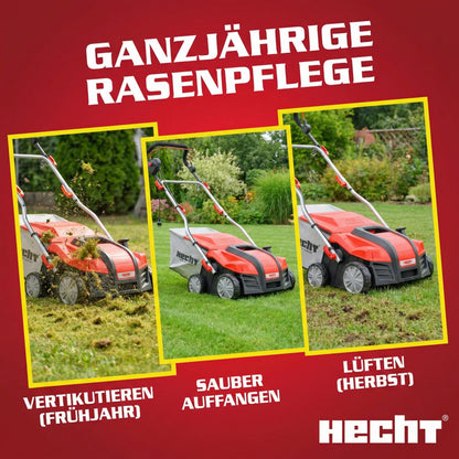 Hecht Elektro-Vertikutierer 2 in 1 mit Messer- und Lüfterwalze