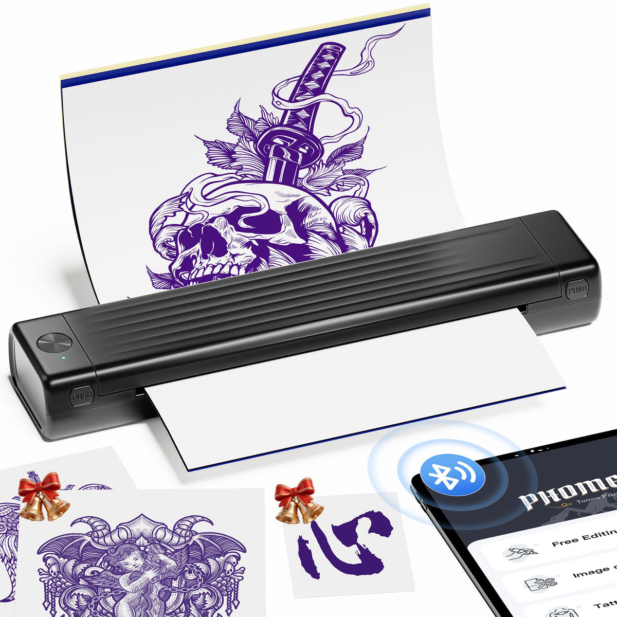 Itari A886 Tattoo Stencil Drucker Bluetooth Thermodrucker in Schwarz