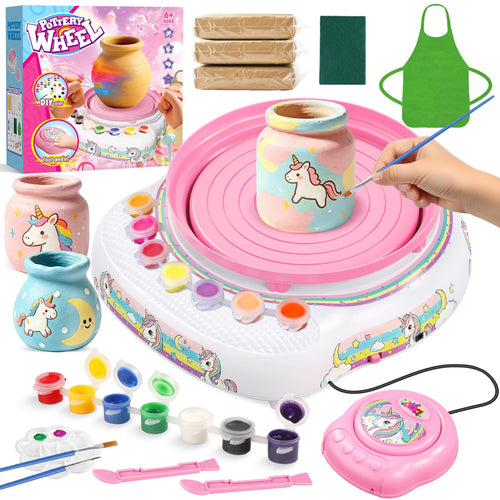 Weilim Töpferscheibe für Kinder, DIY-Töpferset mit Ton und Zubehör in Weiss