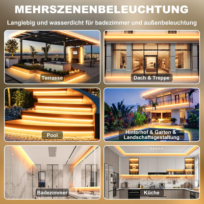 Gliztech COB LED Streifen 20 m, IP67 wasserdicht, 2700K warmweiss