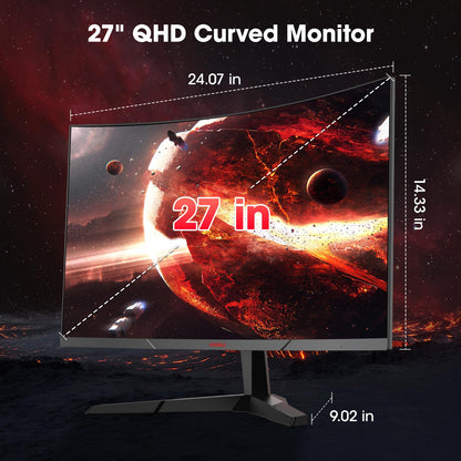 KOORUI Gaming Monitor 27" QHD 180Hz 1ms 1500R Curved