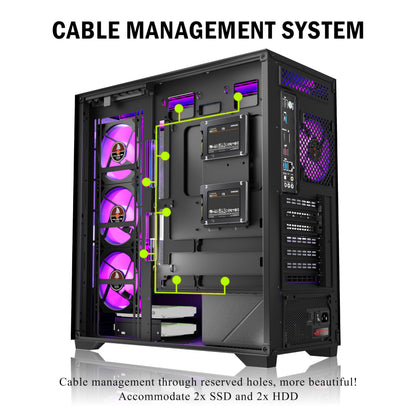 KEDIERS P4 ARGB PC-Gehäuse ATX Mid Tower, 7 PWM-ARGB-Lüfter, schwarz