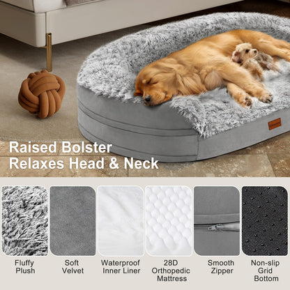 Gimars Orthopädisches Hundebett für Grosse Hunde XL Halbrund