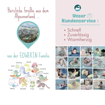 EDWEKIN Baby Schwimmring Leonie mit Eltern-Zugleine und UPF50+