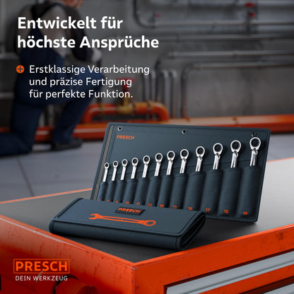 PRESCH Ringratschenschlüssel-Set 12-teilig, 6-19 mm, umschaltbar