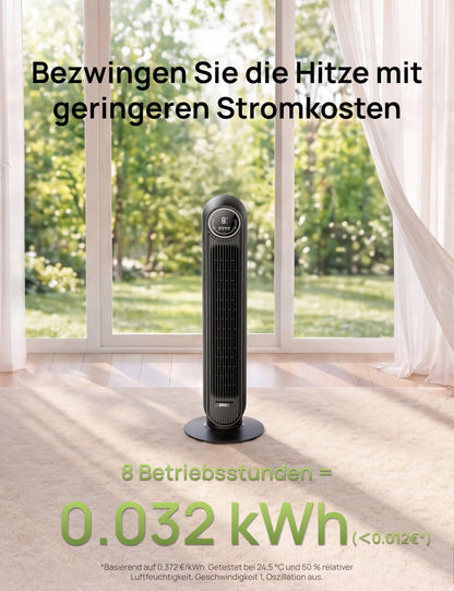 Dreo Nomad One S Turmventilator, App, 90° Oszillation, schwarz