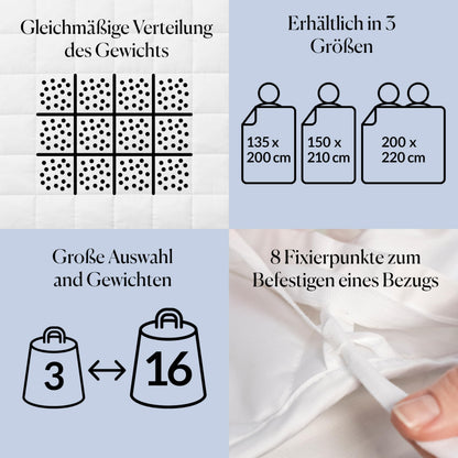 CURA Pearl Classic Gewichtsdecke Therapiedecke – 150x210 cm, 9kg