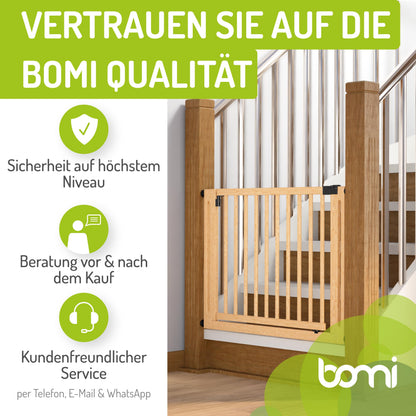 BOMI Miko Baby Schutzgitter – Holz Schwarz 95-103cm ohne Bohren