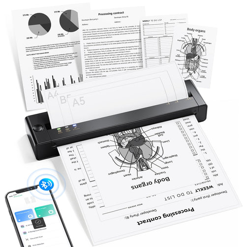 TATTMUSE Thermodrucker A28U, mobiler Bluetooth-Drucker für A4, A5 und B5