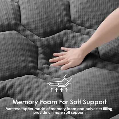 EHEYCIGA Gel Topper 140x200 cm Memory Foam Matratzentopper dunkelgrau