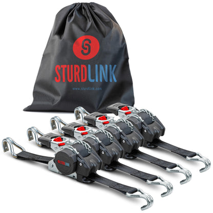 Automatik Spanngurte 3m 25mm J-Haken Ladungssicherung 4er Set. Gurte mit Automatik-Ratsche und J-Haken für Ladungssicherung.