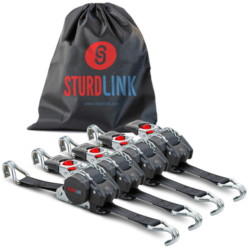 Automatik Spanngurte 3m 25mm J-Haken Ladungssicherung 4er Set. Gurte mit Automatik-Ratsche und J-Haken für Ladungssicherung.