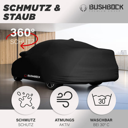 BUSHBOCK® Premium Satin Autoabdeckung Indoor - Schwarz, M