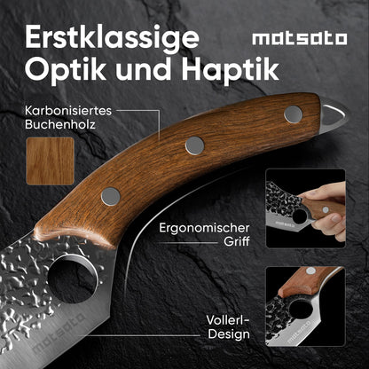 Matsato Messerset 3-teilig | Küchenmesser-Set mit Buchenholzgriff