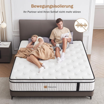 Hiepunos Taschenfederkernmatratze 140x200 cm H3 mit Memory-Schaum