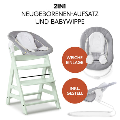 hauck Alpha+ Babyhochstuhl Newborn Set mit Bouncer 2in1, Grau