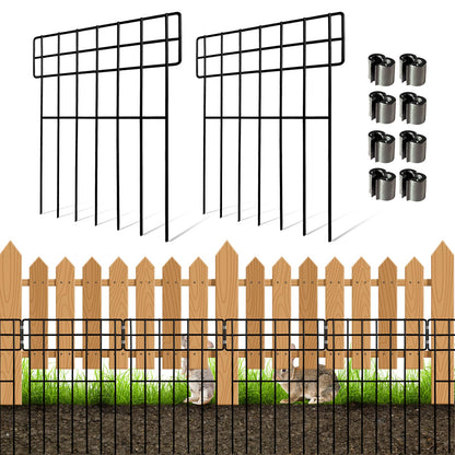 Thealyn Gartenzaun Metall 25er-Set, Tierbarriere 43 cm, 8,2 m aus schwarz beschichtetem Metall