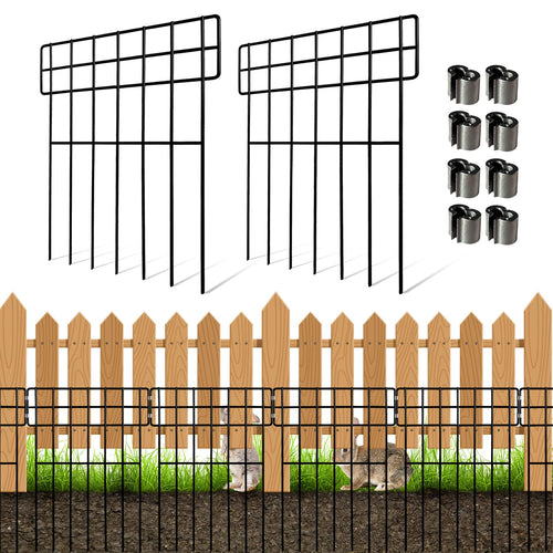 Thealyn Gartenzaun Metall 25er-Set, Tierbarriere 43 cm, 8,2 m aus schwarz beschichtetem Metall